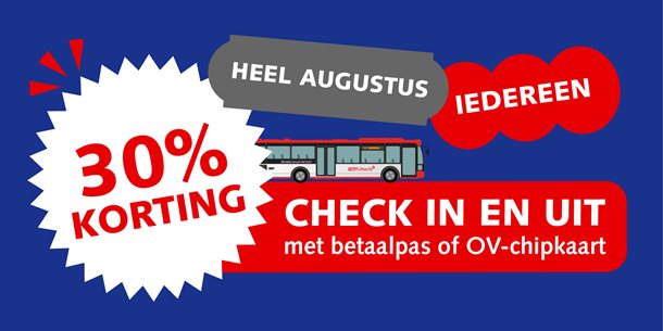 Pak in augustus de bus en krijg maar liefst 30% korting op je rit 